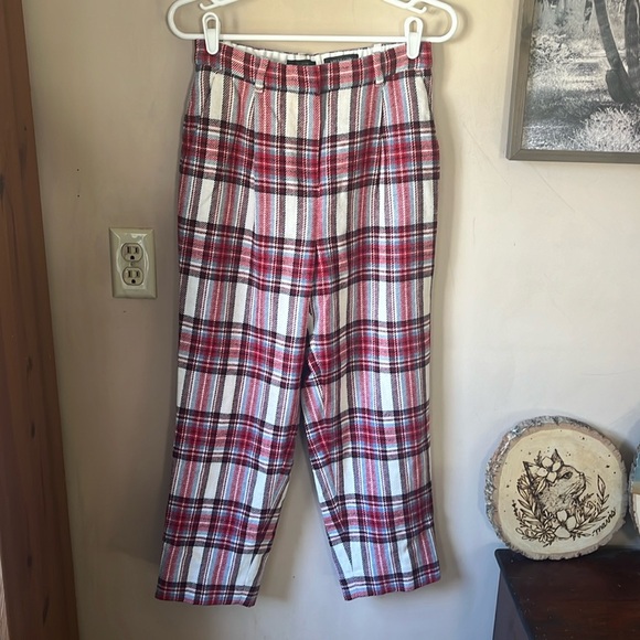 NWT J. Crew | Nello Gori Vintage Plaid Tapered Leg Wool Pant Size 6P - Picture 2 of 13